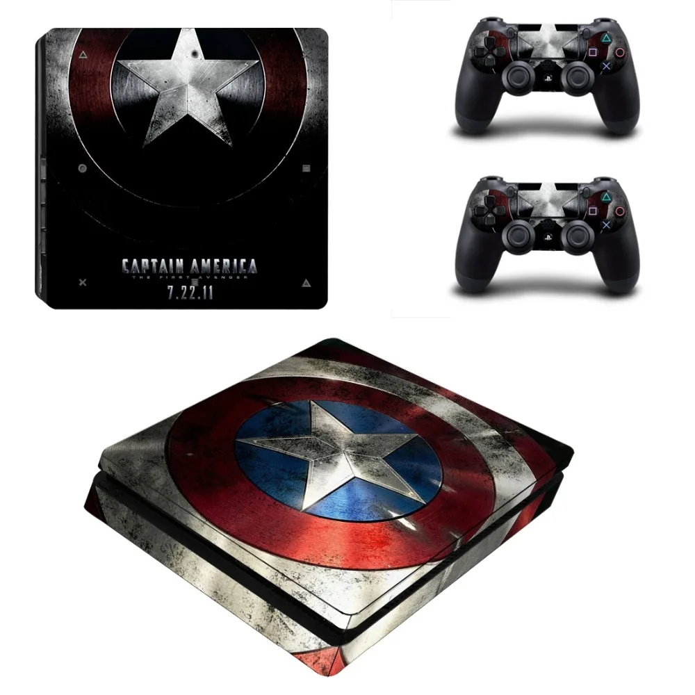 Наклейка Marvel Captain America PS4 Slim Skin Виниловая наклейка для консоли Playstation 4 и 2