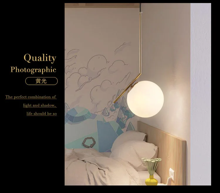 Modern Glass Ball Led Pendant Light Home Light Lamp Ceiling Fan