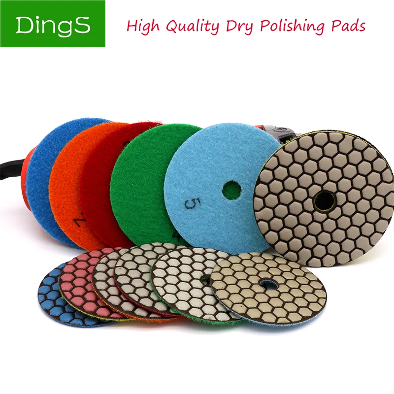 

5pcs 80/100mm Diamond Dry Polishing Pads Quick Change Discs Set+1stick for Granite Marble Concrete Stone Polishing Grinding Tool