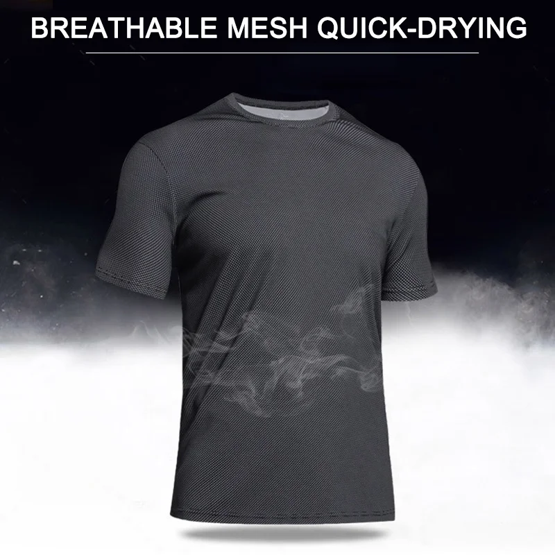 

Men Fitness T-shirts Thin Mesh Breathable Quick-dry Running Tops for Summer Outdoor BB55