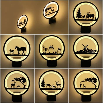 

Nordic Modern LED Wall Lamp AC85-260V Acrylic Decorative Lamp 12W Wrought Iron Bedside Wall Lamps