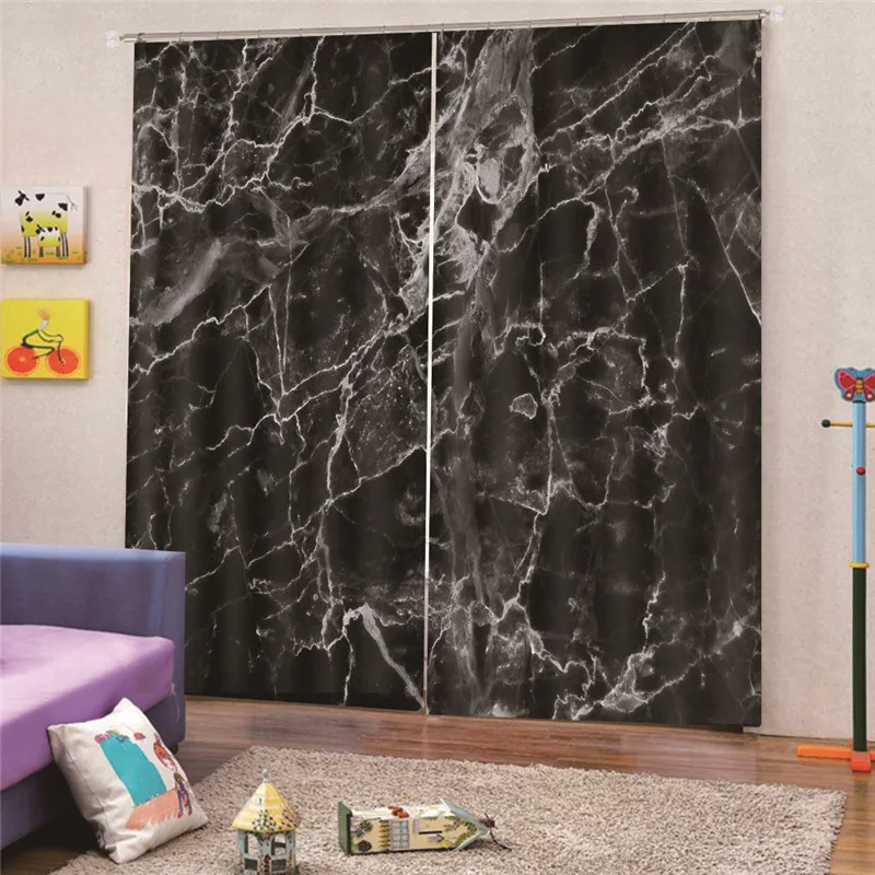 

Modern Large 3D Curtains Marble Design Curtains For Living Room Hooks Thickness Polyester/Cotton Curtains Bedroom M26