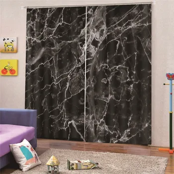 

Modern Large 3D Curtains Marble Design Curtains For Living Room Hooks Thickness Polyester/Cotton Curtains Bedroom M26