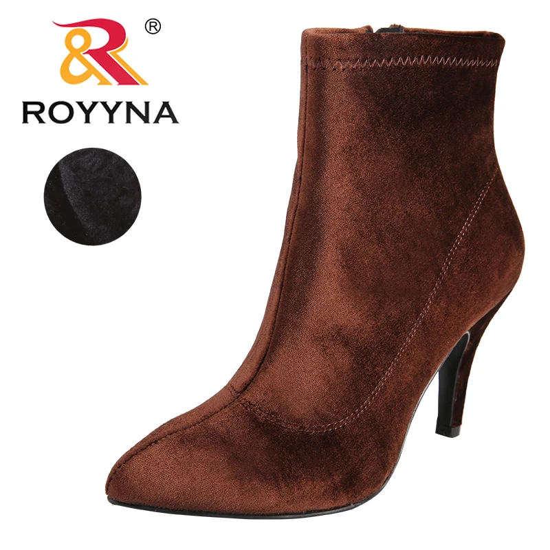 

ROYYNA New Arrival Popular Style Women Boots Pointed Toe Women Winter Shoes Flock Lady Ankle Boots Comfortable Free Shipping