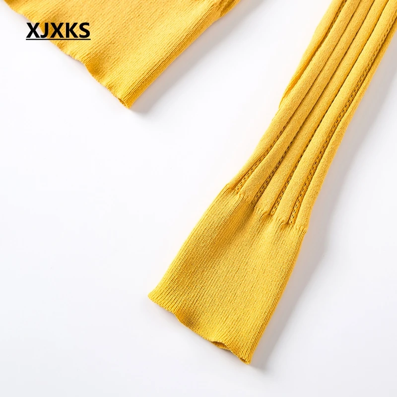 XJXKS Spring 2019 New Sweater Coat Female Short Korean Style Thin Solid Color Long-sleeved Linen Knit Women Cardigan Sweater XJXKS Spring 2019 New Sweater Coat Female Short Korean Style Thin Solid Color Long-sleeved Linen Knit Women Cardigan Sweater