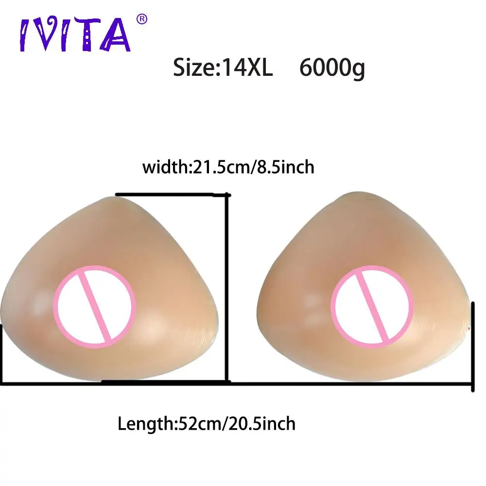 

IVITA 6000g Beige Fake Boobs Realistic Silicone Breast Forms With Shoulder Straps For Crossdresser Drag Queen Transgender