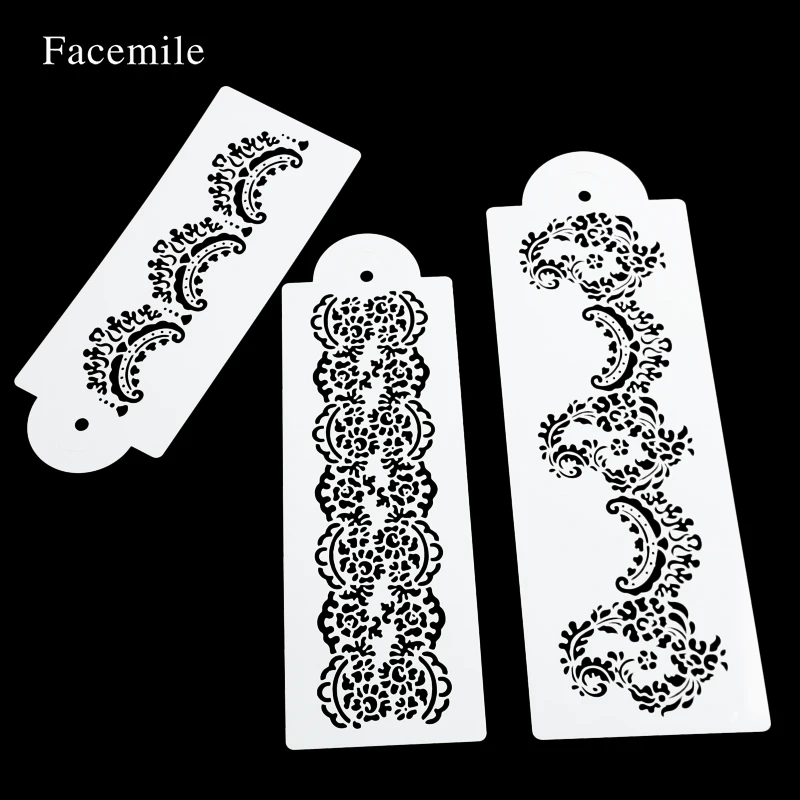 Facemile 3 шт./компл. волнистый помадка торт Deorationg трафарет свадебный украшение 55062|cake