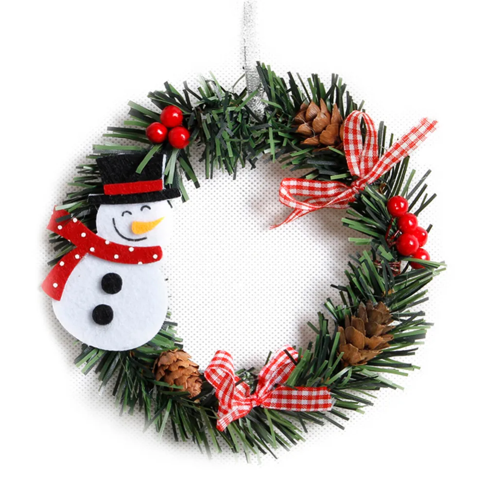 1 шт Снеговик Рождественский олень ткань художественный венок из ротанга тростник венок гирлянда украшения для рождества вечерние принадлежности, домашний декор - Цвет: B