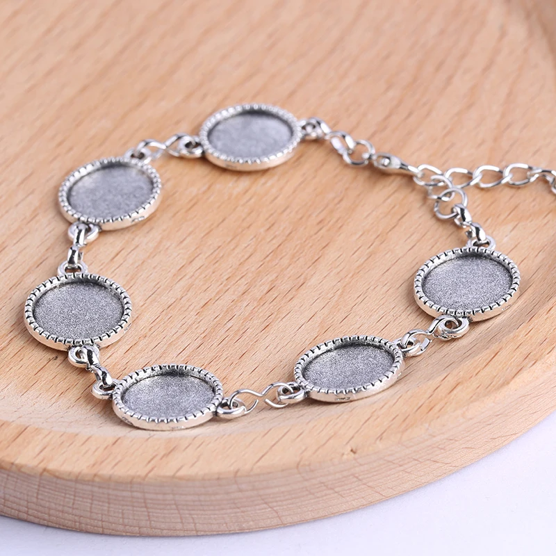 Reidgaller 3 шт. подходит 12 мм круглый стеклянный браслет из кабошона заготовки античное серебро Камея Базовые Настройки diy Ювелирные компоненты