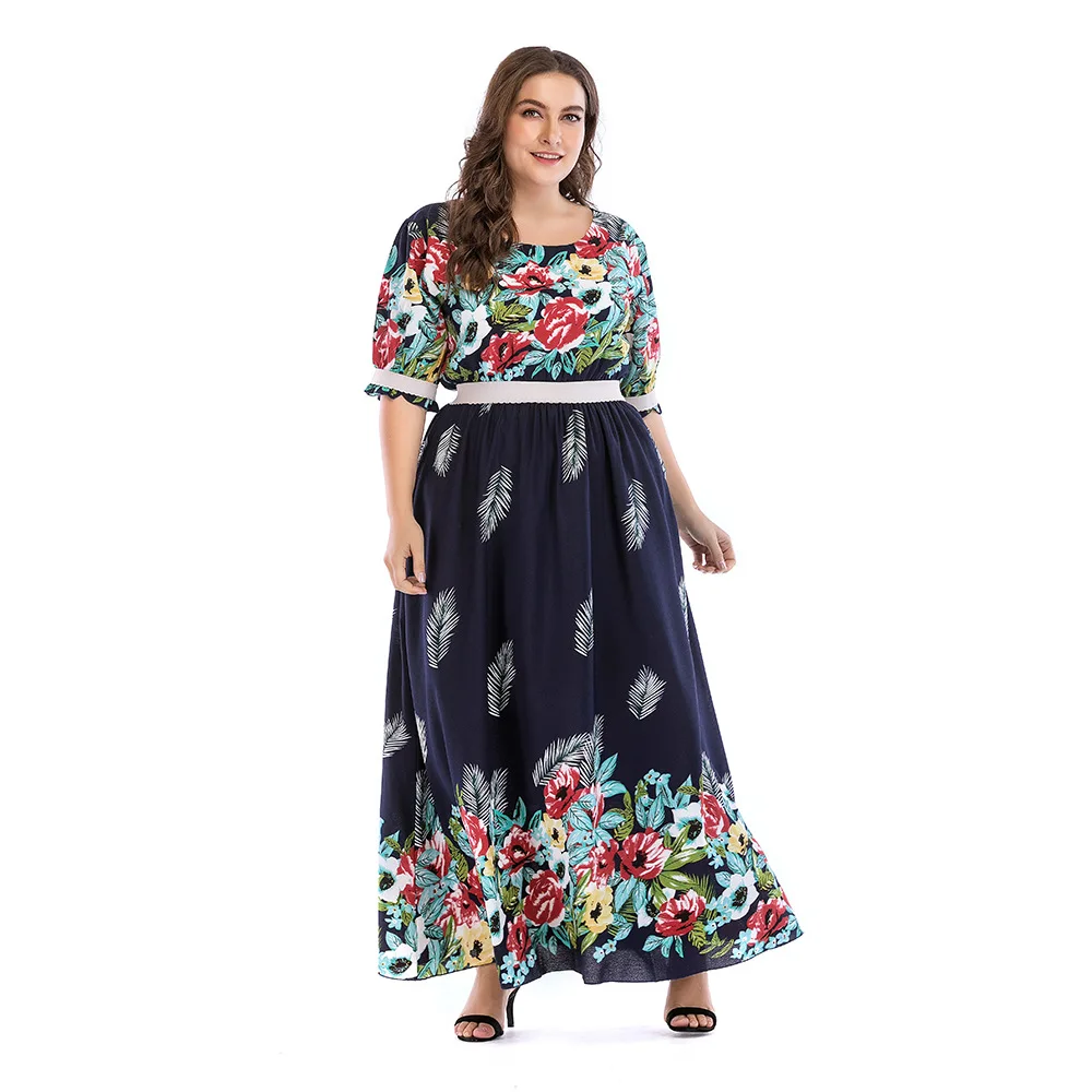 XL XXXXL 5XL Plus size Summer Dress 2018 Women Short sleeve Half Sleeve ...