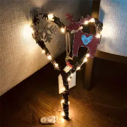 DIY Ротанговые венки гирлянды Лампа Рождественская елка украшения Рождественская дверь Настенный декор с светодио дный 20 светодиодными