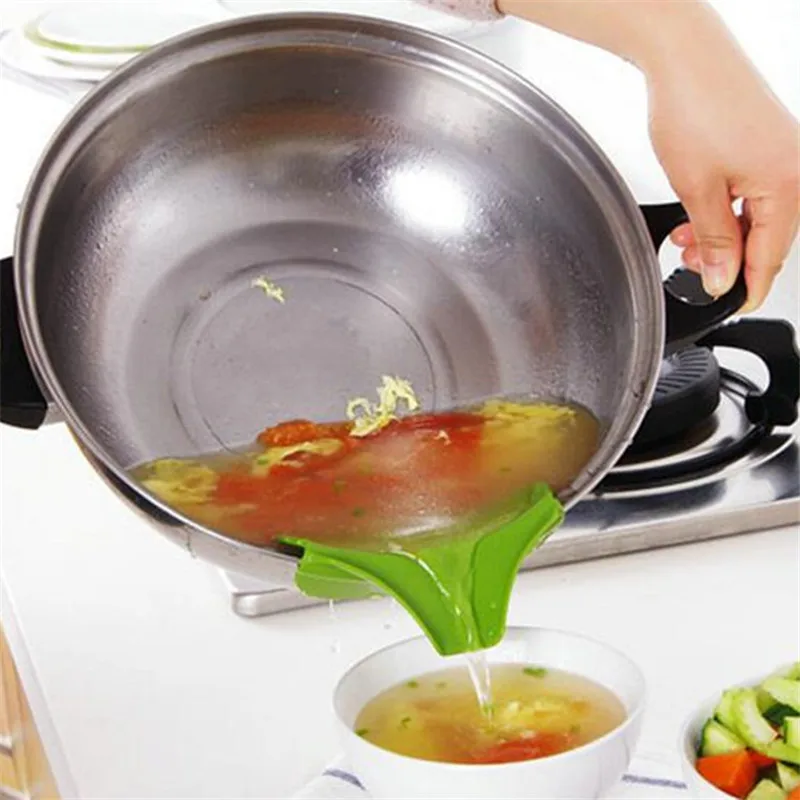

Hot New Creative Useful Silicone Soup Funnel Water Deflector Tool Kitchen Gadget