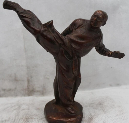 

wholesale factory 8"China Chinese Folk Bronze excellent Man exercise martial arts Statue