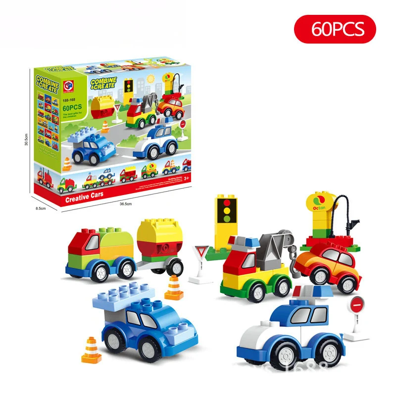 Big Size 60pcs Creative Cars Variety of Car Story Traffic Building