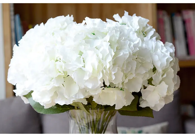 5 головок искусственный цветок Тит Гортензия Шелковый букет цветов для свадебного украшения дома сада украшения для вечеринки, дня рождения