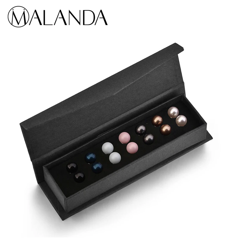 

MALANDA New Crystal From Swarovski Pearl Earrings For Women Fashion Wedding 7 Colors Stud Earrings Channel Earrings Jewelry Gift