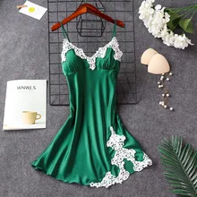Green Silky Sleep Robe Sexy Woman Strap Top Sleepwear Nightdress Bathrobe Lady Home Wear Nightgown Bath Gown Sleepshirts M-XXL
