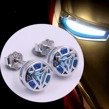 Серьги-гвоздики Железный человек дуговой реактор для женщин серьги-гвоздики 925 серебряные ювелирные изделия для мужчин подарок на день рождения для девочек мальчиков серьги для пар