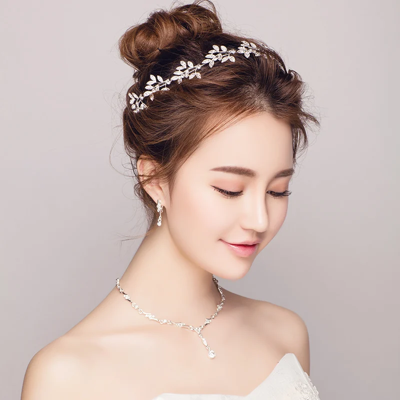 Korean Style Fashion Jewelry Set Bridal Wedding Crown Tiara Necklace