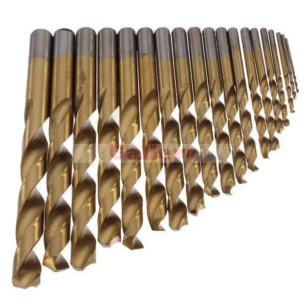 

Sale Woodworking 3 Sets Lot 19pcs Hss Titanium Twist Drills Golden Straight Shank Spiral Bit Drill Bit