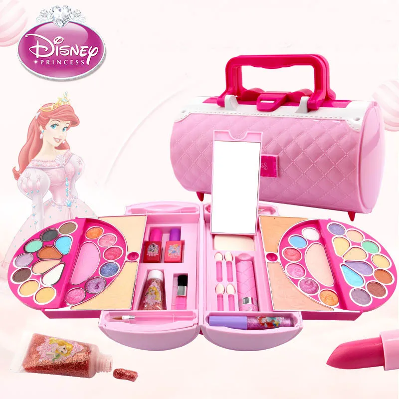 Bolsa de Maquiagem Disney Fingir Jogar Beleza Moda Brinquedos Crianças Cosméticos Princesa Maquiagem Conjunto Menina Portátil Presente Aniversário