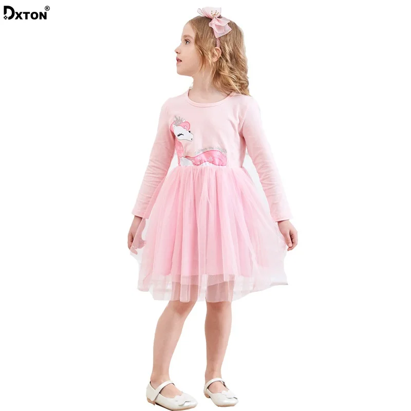

Dxton Girls Dress Kids Cartoon Vestdios Long Sleeve Unicorn Kids Dresses Applique 2018 Autumn Princess Dress For Girls Christmas