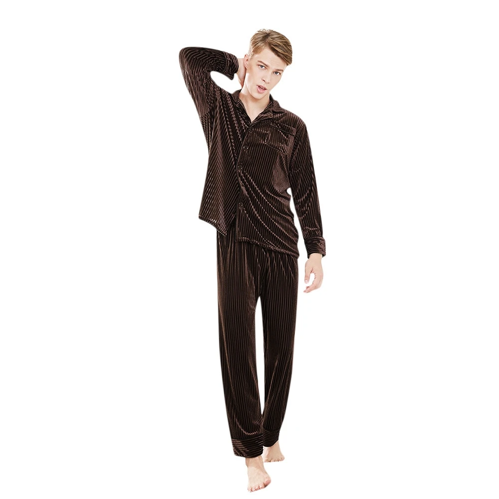 JAYCOSIN Женская 2 шт модная мужская пижама с длинным рукавом бархатная ночная рубашка с карманом Атласный топ Пижама осень-зима набор 18Oct25