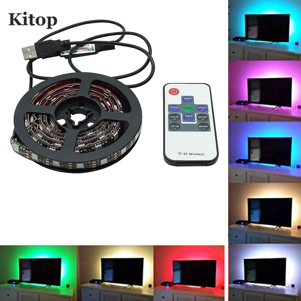 Kitop DC5V TV Backlight RGB Color Changing 5050 USB LED Strip Light Waerproof Flexible led tape