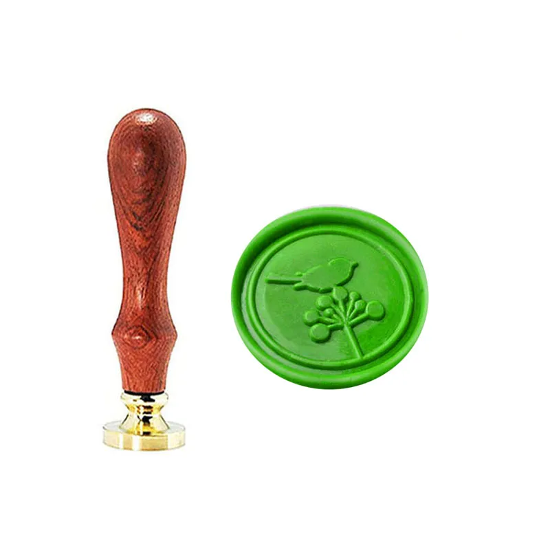 

Signature Custom Vintage Couple Birds Custom Picture Logo Wedding Invitation Wax Seal Sealing Stamp Rosewood Handle Set Kit