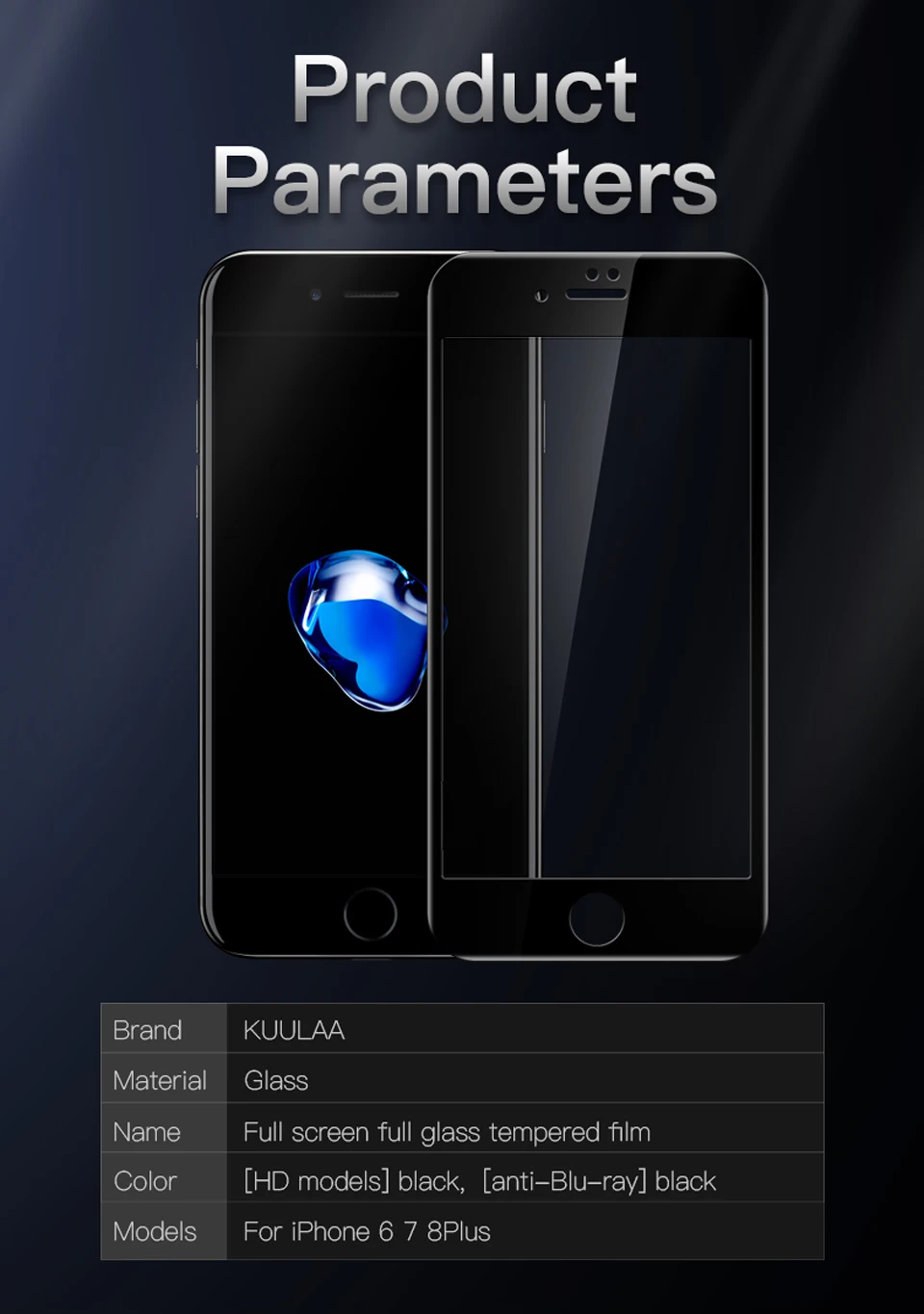 KUULAA защита экрана из закаленного стекла для iPhone 8, 7, 6, 6S Plus, мягкий 3D изогнутый полный Чехол, защитная пленка из закаленного стекла