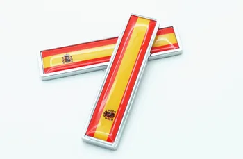 

300 Pairs DHL Free Metal International Spain Flags Car Emblem Badge Decorations 3D Spain Flag Car Tail Fender Styling Stickers
