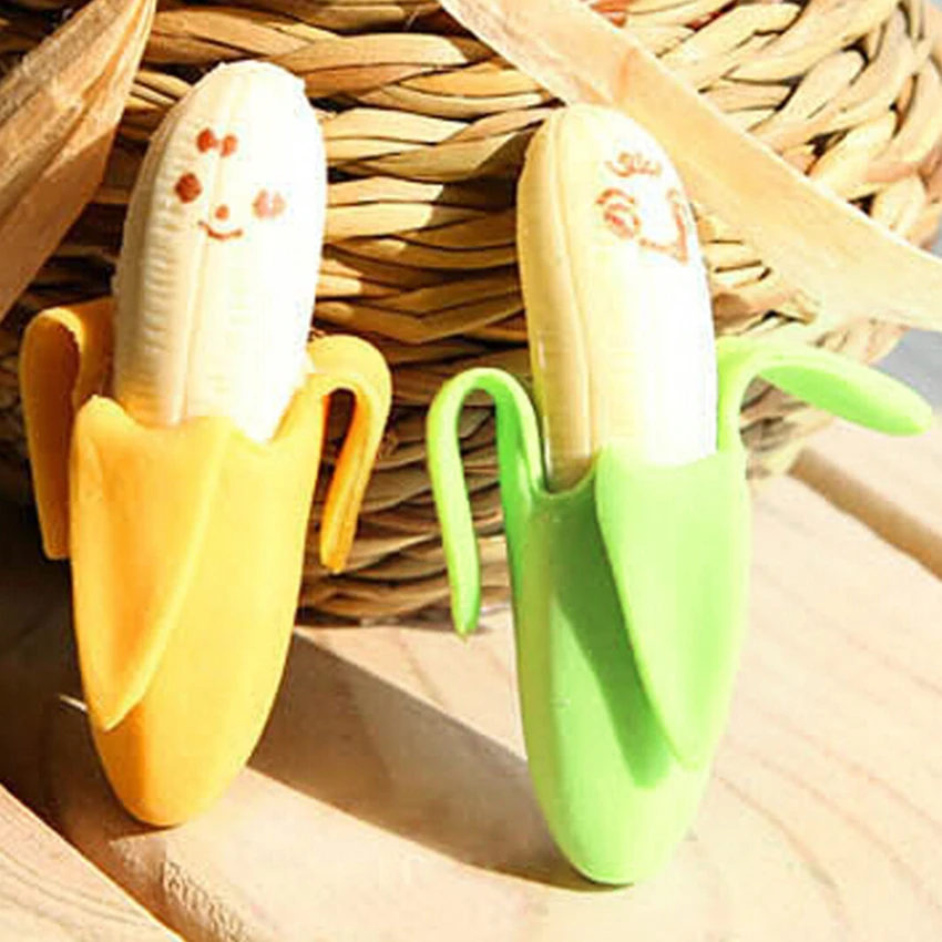 4Pcs/Lot New Cute Banana Fruit Style Rubbe Squeeze Students Stationery School Supplies Pencil Eraser Toy Stress Relief | Игрушки и хобби
