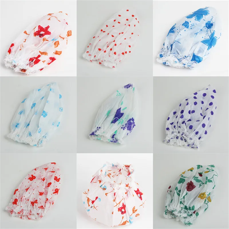 

2018 Cartoon Print Waterproof Elastic Band Bathing Caps Plastic Shower Caps color random