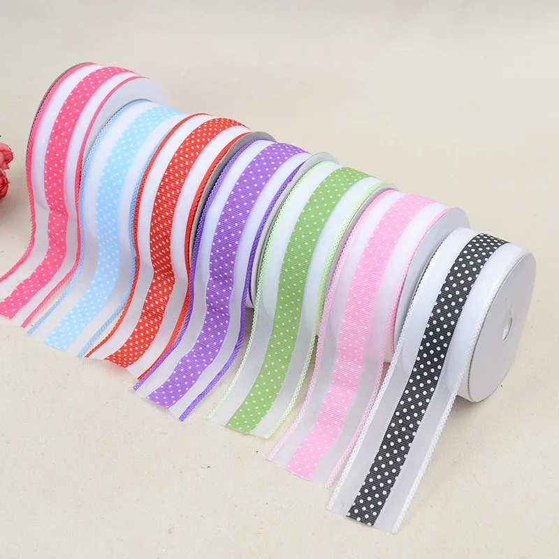 Buy Organza Ribbon Polyester Printed Dot 1 1/2" 38mm