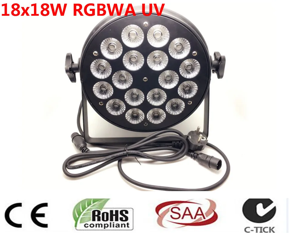 

DJ Par Lattine Lattine Par RGBWA UV 6IN1 18X18 W LED Valutazione Impermeabile IP20 In Alluminio Alloggiamento Nero 90 V-240 V