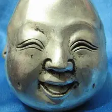 Китай Тибет серебряный резной четыре лицо Будды голова кулон