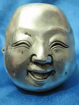 

China tibet silver carved four face buddha head pendant