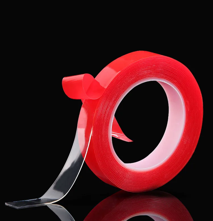 Red Film Clear Double Side Tape Strong Acrylic Adhesive PET 5MM/10MM*3M