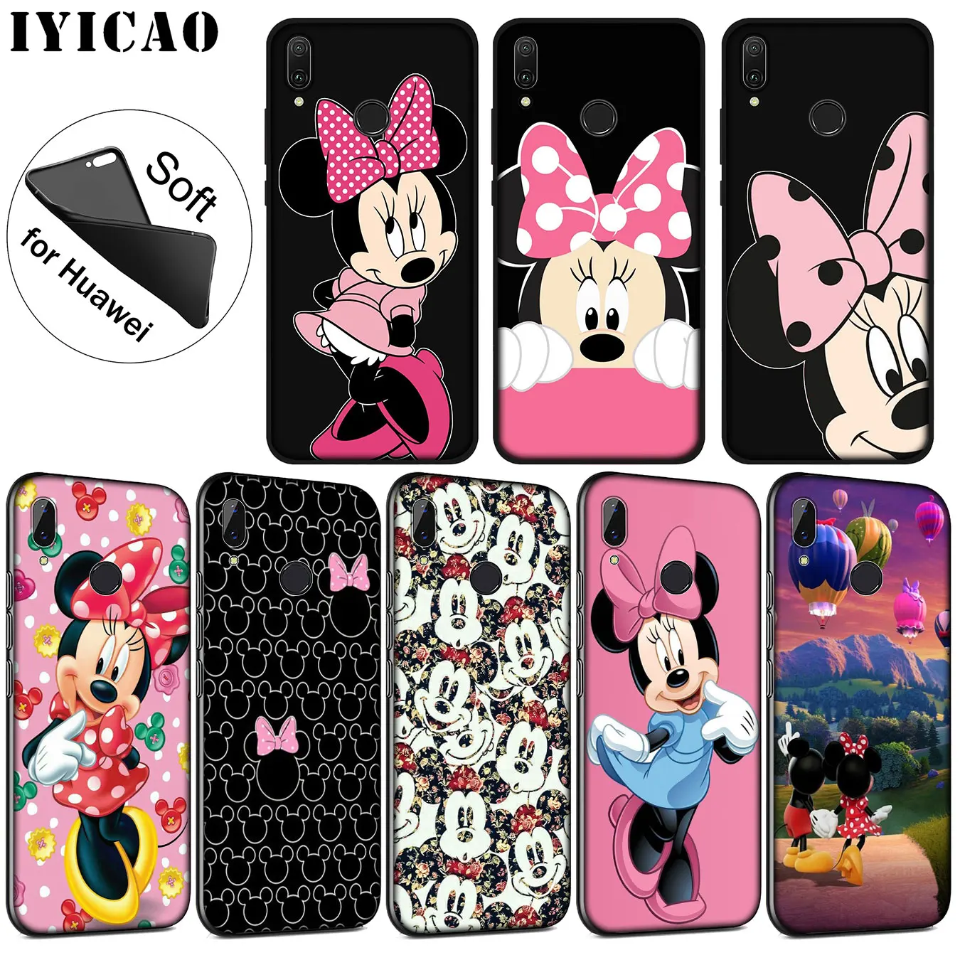 

IYICAO Minnie Mickey Mouse Soft Silicone Phone Case for Huawei P30 P20 Pro P10 P9 P8 Lite Mini 2017 2016 P smart Z 2019 Cover