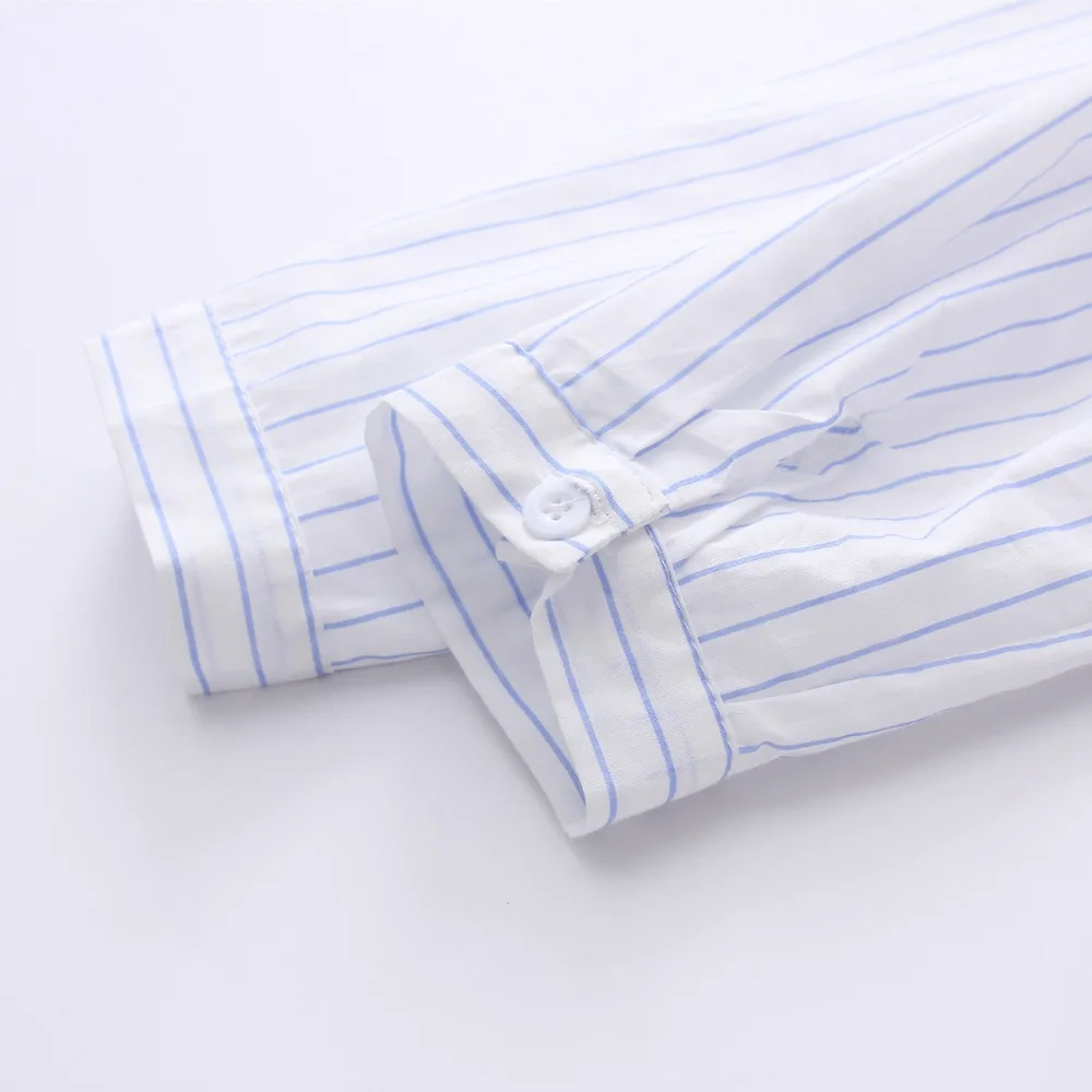 Новая модная женская школьная рубашка, белые и синие топы женские, блузки с длинным рукавом, Рубашки женские офисные топы, блузка с вышивкой рыбы