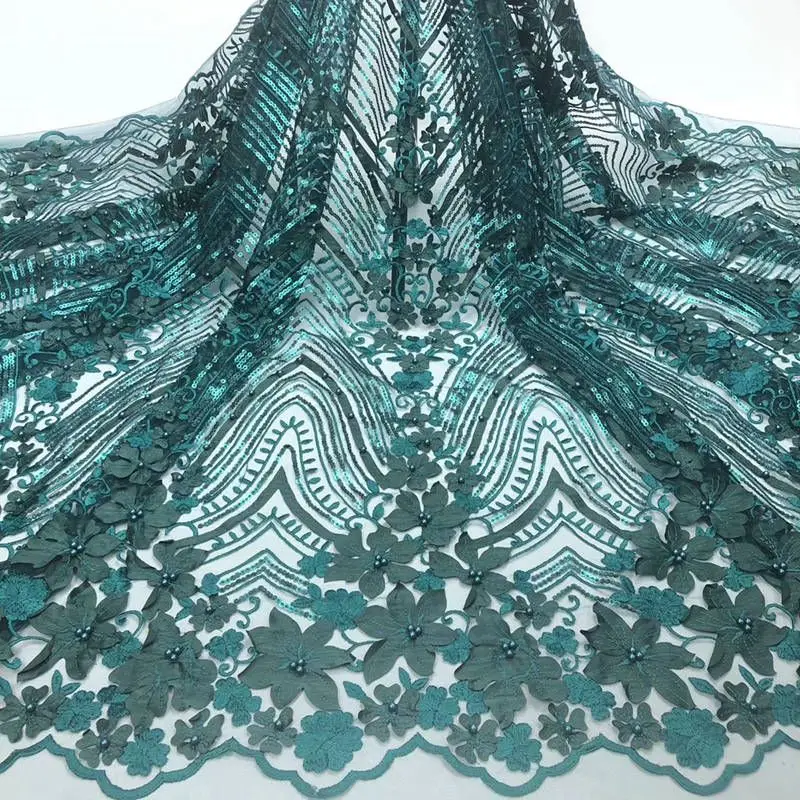 Aso Ebi кружево Французский блесток кружево ткань высокого качества бисером фиолетовый Африканский 3d цветок вышитые Тюль Кружева IG016