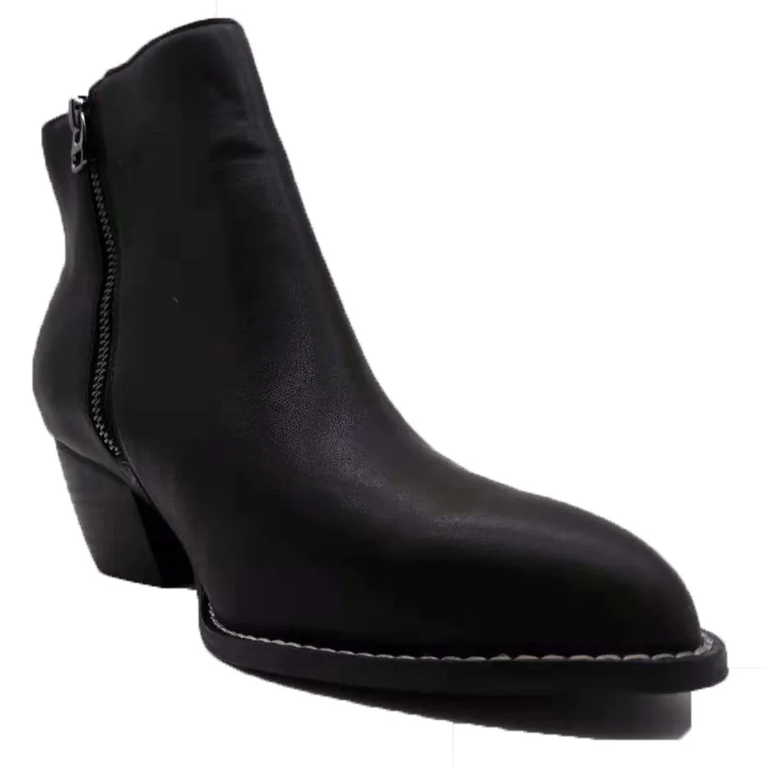boots for women pointed toe med heels zipper hot sale shoes  boots s women genuine leatherr boots shoes ankles boots for women