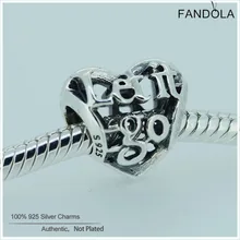 Fandola стерлингового серебра 925 Шарм Let it Go сердце для изготовления ювелирных изделий приспосабливать оригинальные Подвески Пандора браслет Цепочки и ожерелья