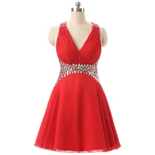 Günstige Red Kurze Heimkehr Kleider 2016 Sexy V-ausschnitt Backless Ballkleider mit Strass