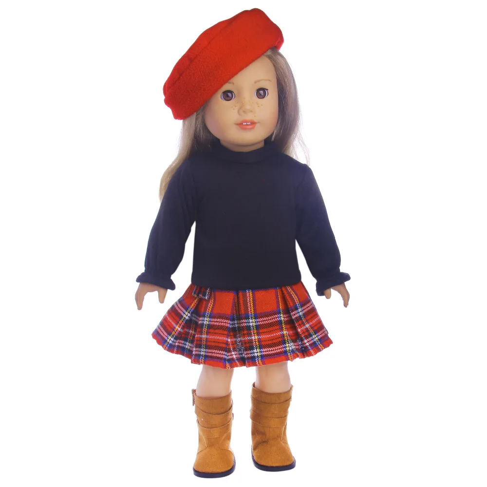 2 sets of fashionable cute sweater small felt hat suit for 18 inch American girl doll for baby gift,Doll accessories