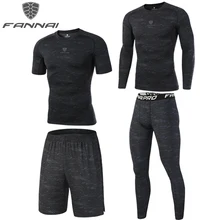 FANNAI мужской s компрессионный спортивный костюм для мужчин, для футбола, баскетбола, тренировок, трико для спортзала, фитнеса, бега, футболка, Homme, спортивные шорты, AM331