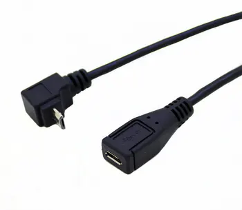 

10pcs/lot 90 Degree Up Angle 5Pin Micro USB Male to Female m/f extension data sync power charge cable Cord 25cm