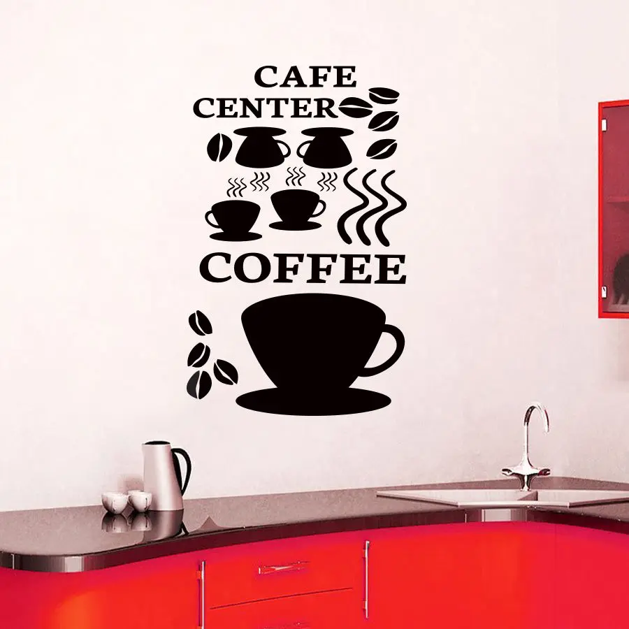 Coffee Wall Decals Cafe Center Decal Vinyl Sticker Cup Beans Home Decor