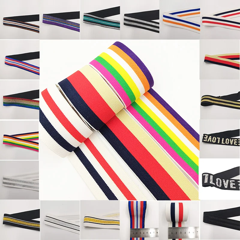 

40mm Nylon Colorful Elastic Band Webbing Waistband Stretchy Tape Clothing Accessories 1M Elastic Rubber 4CM Webbing DIY Sewing