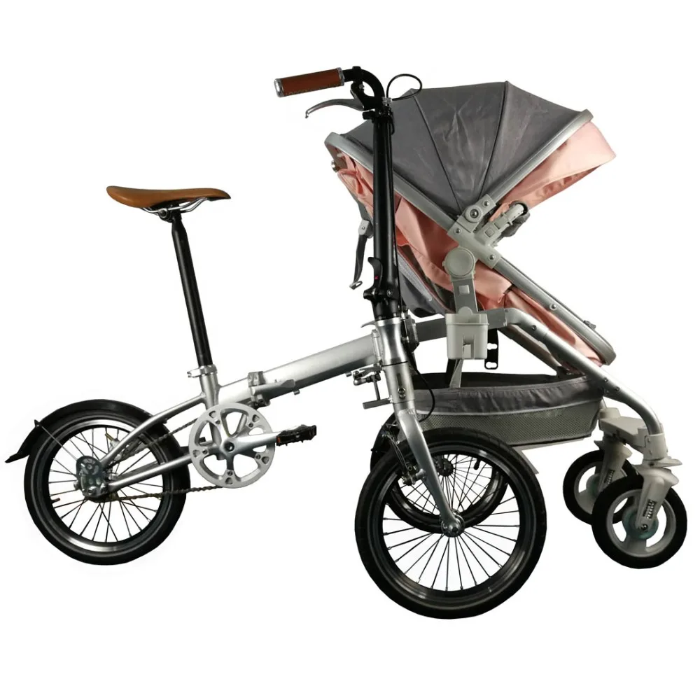 Perfect Recreational Parent-child Folding Bicycle Cruiser bike Pedicab  for Mother & Baby, Parent-child Bike, 2 in 1 Baby Stroller 3